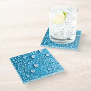 Dessous-de-verre En Verre Bleu : gouttes d'eau Dessous de verre de verre p