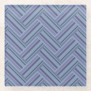 Dessous-de-verre En Verre Bleu gris rayures motif double tissage