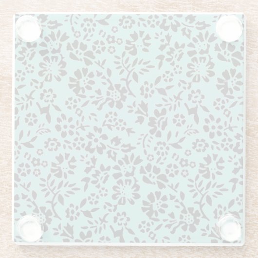 Dessous-de-verre En Verre Bleu océan avec Fleurs noires (Dos)