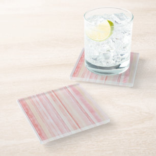 Dessous-de-verre En Verre Bleu rose rayures crème