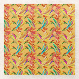 Dessous-de-verre En Verre Bleu rouge violet Abstrait Art Déco Floral