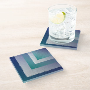 Dessous-de-verre En Verre bleu sarcelle gris ex pastel