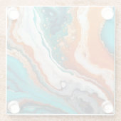 Dessous-de-verre En Verre bleu turquoise, rouille et or peinture abstrait (Dos)