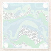 Dessous-de-verre En Verre Bleu, vert, noir et blanc Abstrait Fluid Art (Dos)