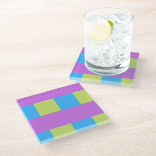 Dessous-de-verre En Verre Blocs de couleurs vert bleu pourpre