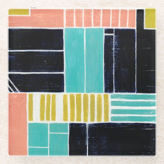 Dessous-de-verre En Verre Blocs géométriques (Devant)