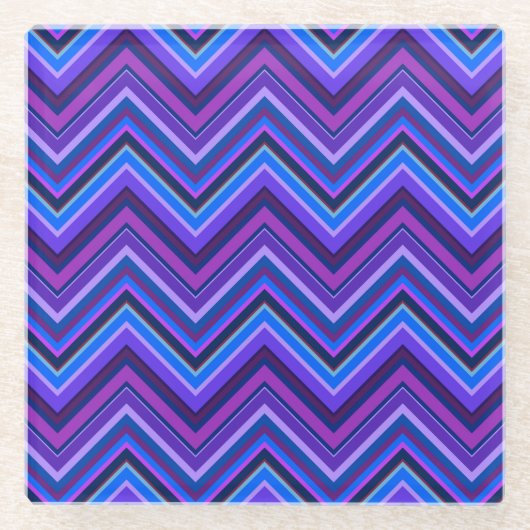 Dessous-de-verre En Verre Blue and purple zigzag (Devant)