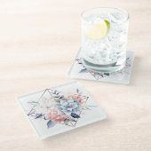 Dessous-de-verre En Verre Blue Flowers: "My Kitchen" Coaster (Incliné)