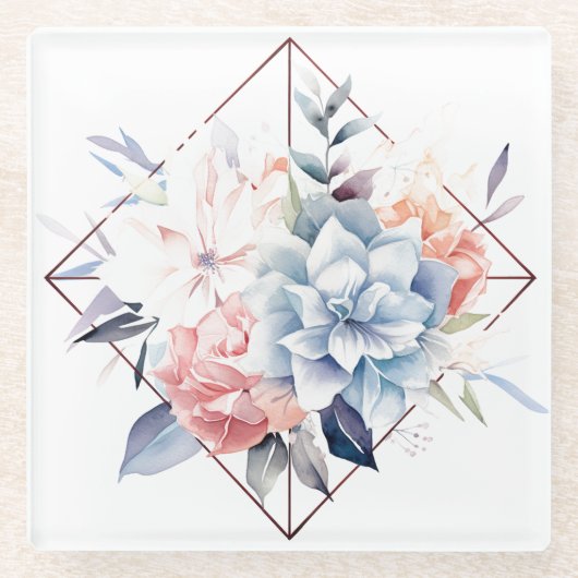 Dessous-de-verre En Verre Blue Flowers: "My Kitchen" Coaster (Devant)
