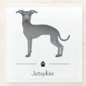 Dessous-de-verre En Verre Blue Italian Greyhound mignon chien avec texte per (Devant)