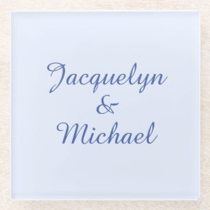Dessous-de-verre En Verre Blue Plain Élégant Moderne Calligraphie Nom