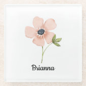 Dessous-de-verre En Verre Blush Watercolor Flower Name (Devant)