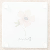 Dessous-de-verre En Verre Blush Watercolor Flower Name (Dos)