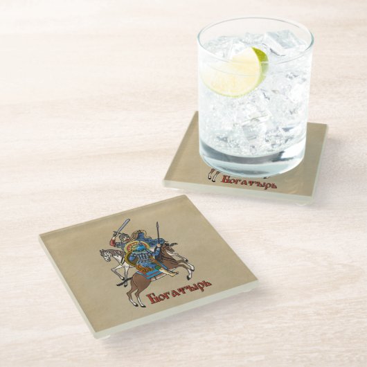 Dessous-de-verre En Verre Bogatyr russe médiéval (Incliné)