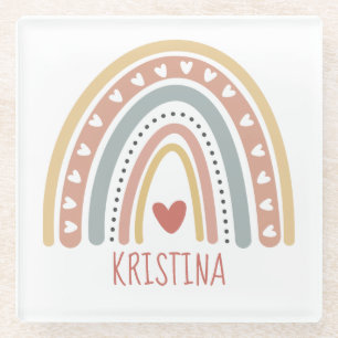 Dessous-de-verre En Verre Boho arc-en-ciel 