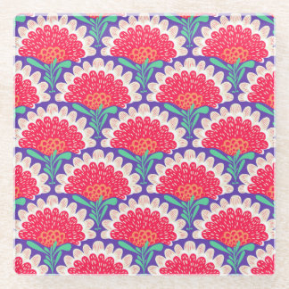 Dessous-de-verre En Verre Boho Chic Floral Vintage Imprimer.