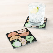 Dessous-de-verre En Verre Boho Geometric Mid-Century Modern Fruit Monogram (Incliné)