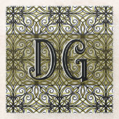 Dessous-de-verre En Verre Boho Green Patterned (Devant)