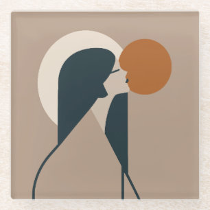 Dessous-de-verre En Verre Boho Woman Sun