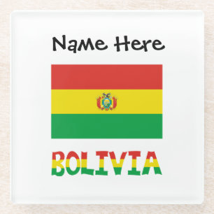 Dessous-de-verre En Verre Bolivie Drapeau Bolivien Texte Personnalisé