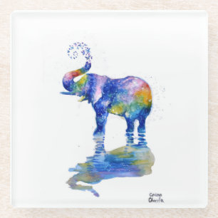 Dessous-de-verre En Verre Bonne aquarelle d'éléphant