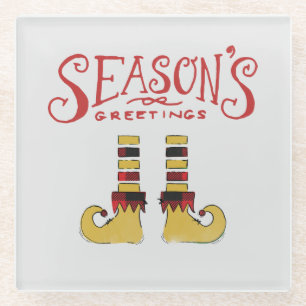 Dessous-de-verre En Verre Bonnes Fêtes Elf Chaussures