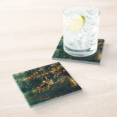 Dessous-de-verre En Verre Bordure Collie Noël Festive Voyage (Incliné)