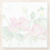 Dessous-de-verre En Verre Bordure d'eau rose Lotus (Dos)