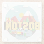 Dessous-de-verre En Verre Boston comme destination (Dos)