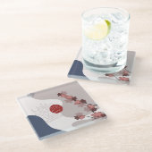 Dessous-de-verre En Verre Botanique Boho Blue Magenta (Incliné)