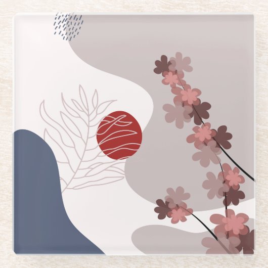 Dessous-de-verre En Verre Botanique Boho Blue Magenta (Devant)