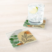 Dessous-de-verre En Verre Botanique Boho Green Orange (Incliné)