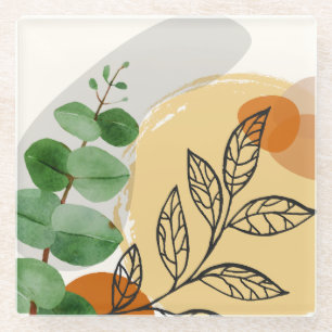 Dessous-de-verre En Verre Botanique Boho Green Orange