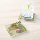 Dessous-de-verre En Verre Botanique Boho jaune vert (Incliné)