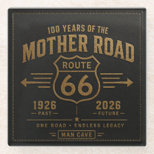 Dessous-de-verre En Verre Bouclier Centenaire Route 66 Bar Top Art Americana