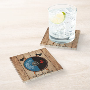 Dessous-de-verre En Verre Bouclier viking et axes