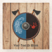 Dessous-de-verre En Verre Bouclier viking et axes (Devant)