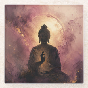 Dessous-de-verre En Verre Bouddha mystique Méditation zen