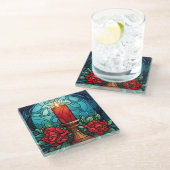 Dessous-de-verre En Verre Bougie de Noël Vitrail (Incliné)