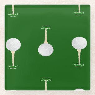 Dessous-de-verre En Verre Boules de golf motif sur vert