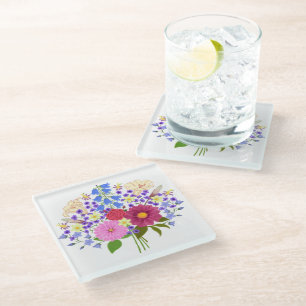 Dessous-de-verre En Verre Bouquet de fleurs