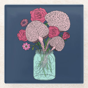 Dessous-de-verre En Verre Bouquet de fleurs cérébrales
