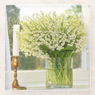 Dessous-de-verre En Verre Bouquet de fleurs de printemps, lys de la vallée