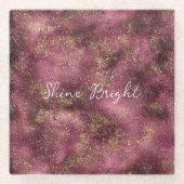 Dessous-de-verre En Verre Bourgogne cerise Parties scintillant or étincelle (Devant)