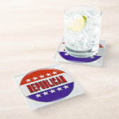 Dessous-de-verre En Verre Bouton républicain (Incliné)