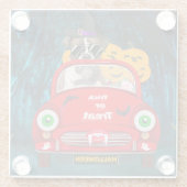 Dessous-de-verre En Verre Boxer Chien Conduite Voiture Effrayant Halloween (Dos)