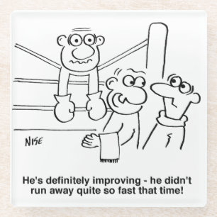 Dessous-de-verre En Verre Boxer dans l'anneau. Drôle