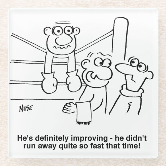 Dessous-de-verre En Verre Boxer dans l'anneau. Drôle (Devant)