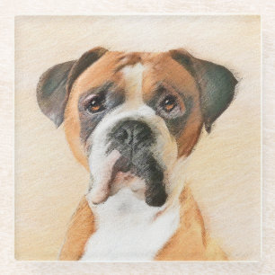 Dessous-de-verre En Verre Boxer Dog Peinture Non Décroché Art animal origina