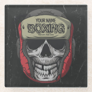 Dessous-de-verre En Verre Boxer Fight Club Skeleton Boxer Gym